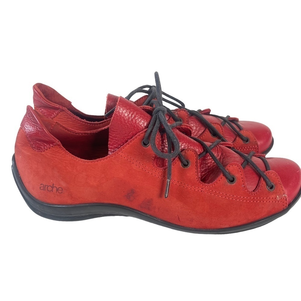 Arche LN France Red Suede Leather Lace Up Sneakers Women's Size US 5 Shoes